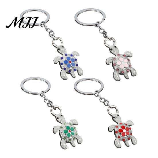 Alloy Key Ring Rhinestone Flower Turtle Keychain, Luxury Car Holder Ring, Keychain Pendant for Backpacks Handbag Decoration