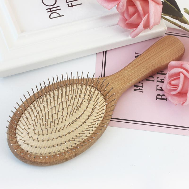 Houten Stalen Naald Luchtkussen Kam Haarborstel Pin Haarborstel Hoofdhuidmassage Verbeter Haar Gezondheid Houten Paddle Ontwarrende Kam
