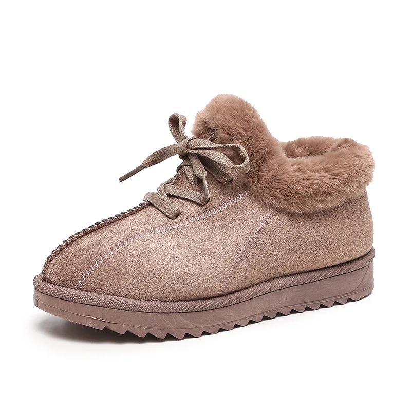 Schneestiefel 2024 Winter Neu Kaschmir Verdickt Runde Baumwollschuhe Wolle Schnürschuhe Lässige Damenschuhe