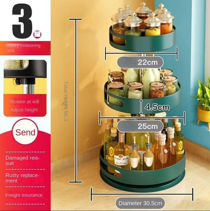Kitchen Rotating Seasoning Storage Rack, Household Seasoning Circular Storage Rack, Modern Minimalist Style Kitchen Tool