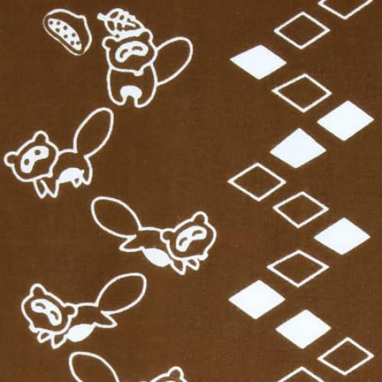 Some no Anbo Tenugui hand Mountain Path Tokuoka Made in 35cm x 100cm (Japanese towel) "Tanuki - Tea" - Hand-dyed, 100% Cotton, weave, Japan,
