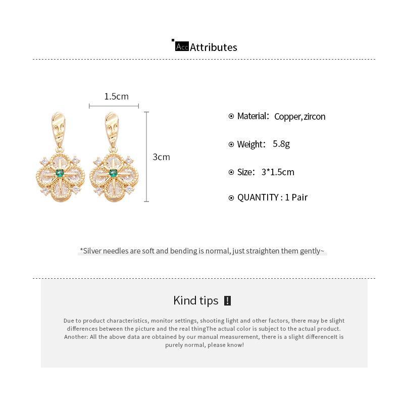14K Gold Electroplated Zircon Lucky Grass Earrings for Women 2025 Fashion Exquisite Drop Earring Luxury Designer Zircon