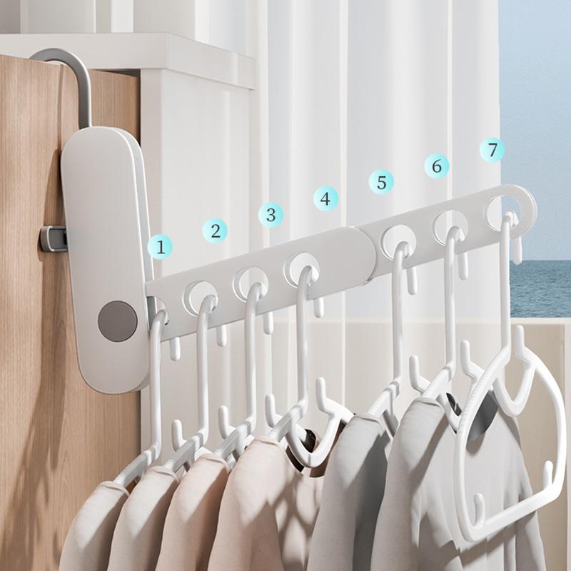 Portable Foldable Clothes Hanger with 7 Holes Multi-functional Drying Rack for Travel Hotel Business Trip Lightweight Space Saving Organizer