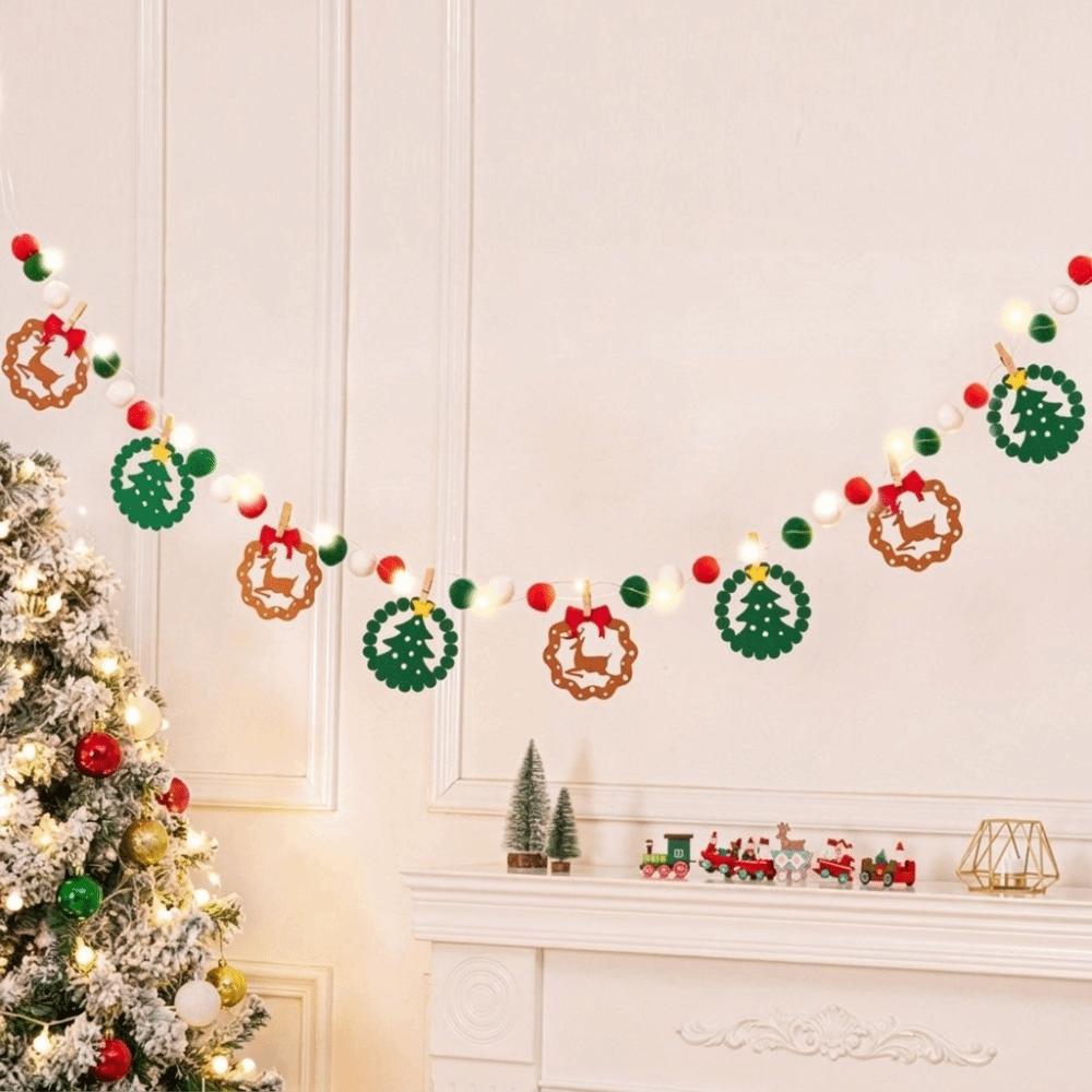 Warm Light Wall Hanging Banner Cartoon DIY Pull Flag Durable LED Light String Holiday Decor