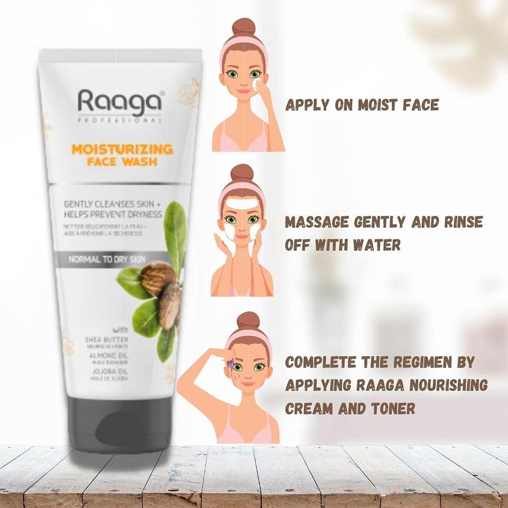 Raaga Professional Moisturizing Facewash 80ml Pack of 1 for Normal To Dry Skin with Shea Butter and Oils