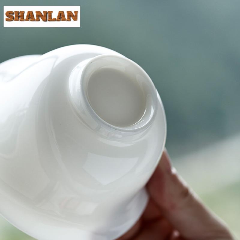 190ml Hammelfett Jade Drei Talente Gaiwan Zen Keramik Verbrühschutz Deckelschale Elegant Teeterrine Teebereiter Chinesisches Teegeschirr Handwerk