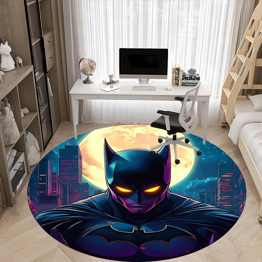 1pc Batman Moonlight Office Round Area Rug, Under Office Chairs Bedroom Living Room Home Decor, Room Deco, Available In Various Sizes