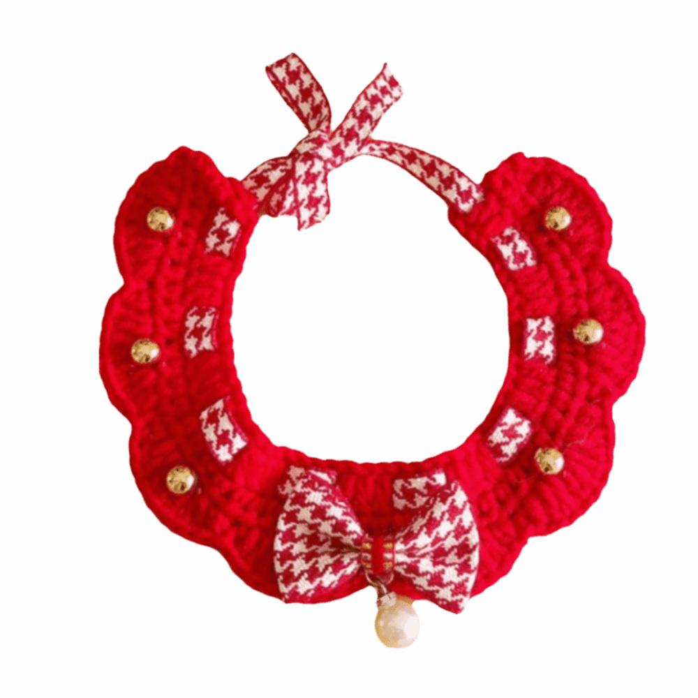 

Handmade Cat Knitted Scarf Cartoon Puppy Collar Chinese Style Pet Scarf Spring Festival Style 2