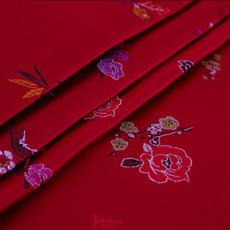 100*90cm Rayon Brocade Fabric For Sew Chinese Red Tang Suit Cheongsam Sheet Dress Costume Silk Like Damask Jacquard Satin Fabric