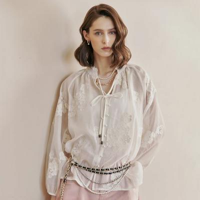 Bohemian Floral Embroidery Volume Sleeve Blouse Ze05qb403nh