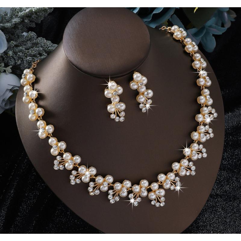 Elegantes Glitzerndes Fransen-Halsketten-, Ohrring-, Armband-, Ring-Set, Modisches Braut-Schmuckset