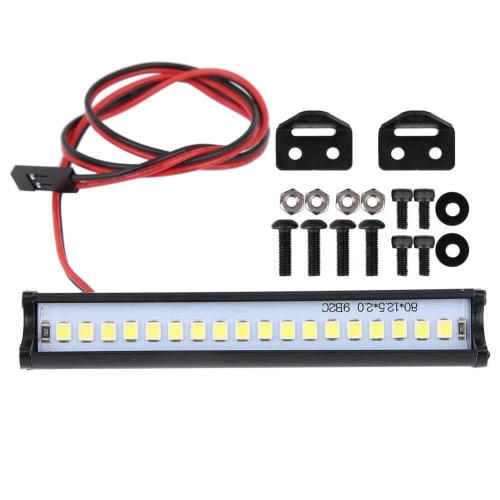 RC Car LED Roof Light Bar, High Brightness, for Traxxas TRX6/TRX4/SCX10 1/10 Scale RC Crawlers, Deformation Resistant, 18 Beads, 83mm Long, Easy Insta