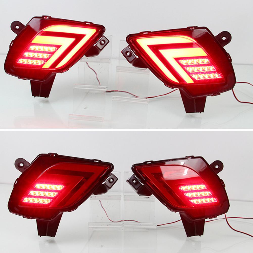 1 Pair Auto LED Rear Bumper Reflector Lights Driving Brake Warning Dynamic Turn Signal Lamps for Mazda CX5 CX-5 2012 - 2016 DC12V
