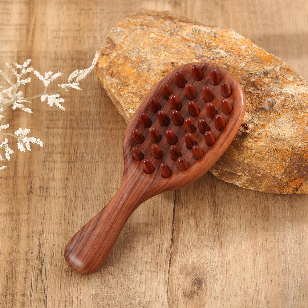 Sandalwood Air Cushion Comb for Long Hair Head Massage, Meridian Skin, Fluffy Natural Wood Comb.