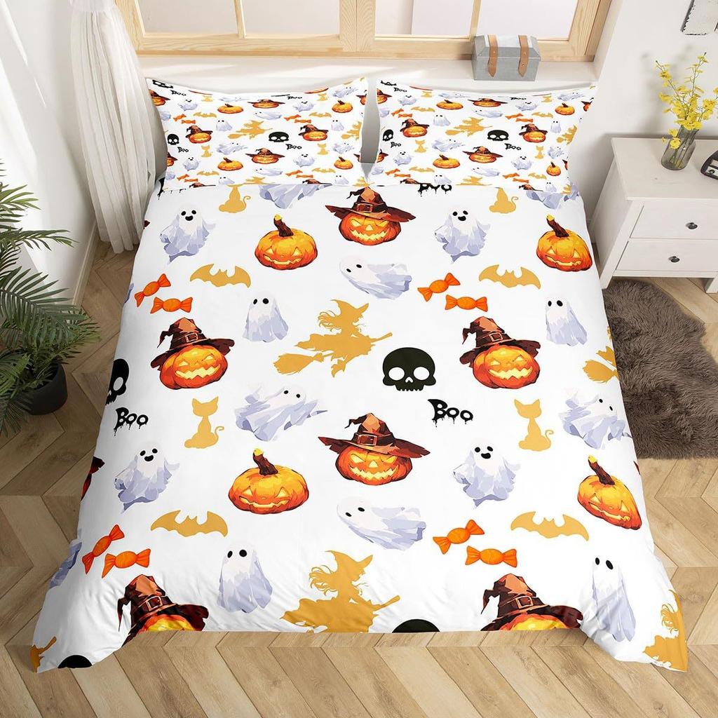Halloween Duvet Cover Set Pillowcase Ghost Horror Bedding Set,Soft Comfortable Duvet Cover For Bedroom Decoration