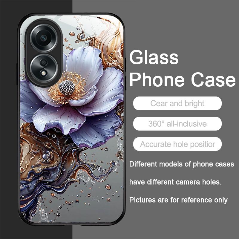 

Luxury Lotus Marble Floral Pattern Tempered Glass Phone Case for OPPO Realme 14 13 Pro Plus 12 11 10 Neo 3 X7 PRO C75 C67 Cover Realme 14 Pro+