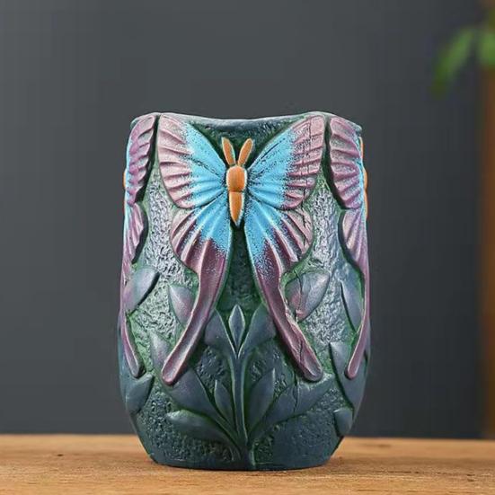 Handmade Animal Flower Pot Hand-painted Swan Butterfly Bird Planter Pot Home Balcony Garden Decoration Cactus Succulents Plants Container