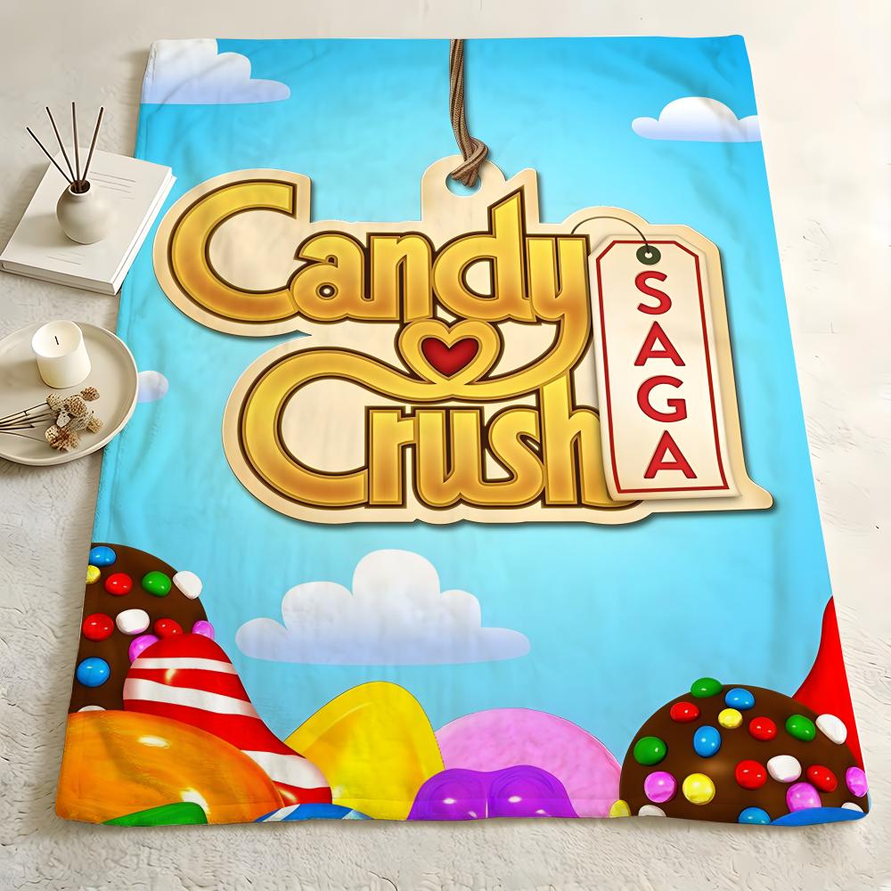 Game C-Candy C-Crush S-Saga Throw Flannel Blanket Skin Soft Suitable for Sofa Living Room Bed Travel and Gifts