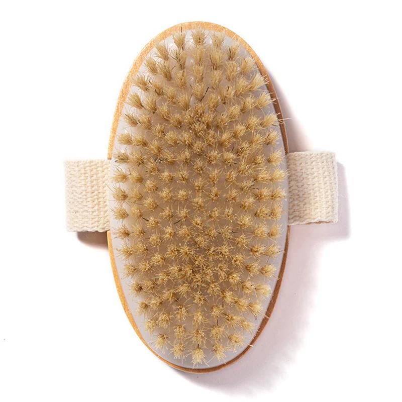 Natural Bristle Brush for Soft Wet Dry Skin Body SPA Soft Bristles Back Rubbing Bath Brush Shower Massager