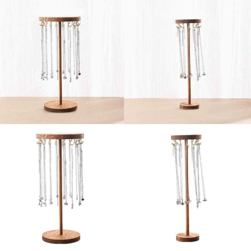 Bracelet Hanging Stand Jewelry Display Rack Wood Texture Bracelet Holder for Displaying Necklaces Earrings and Bracelets