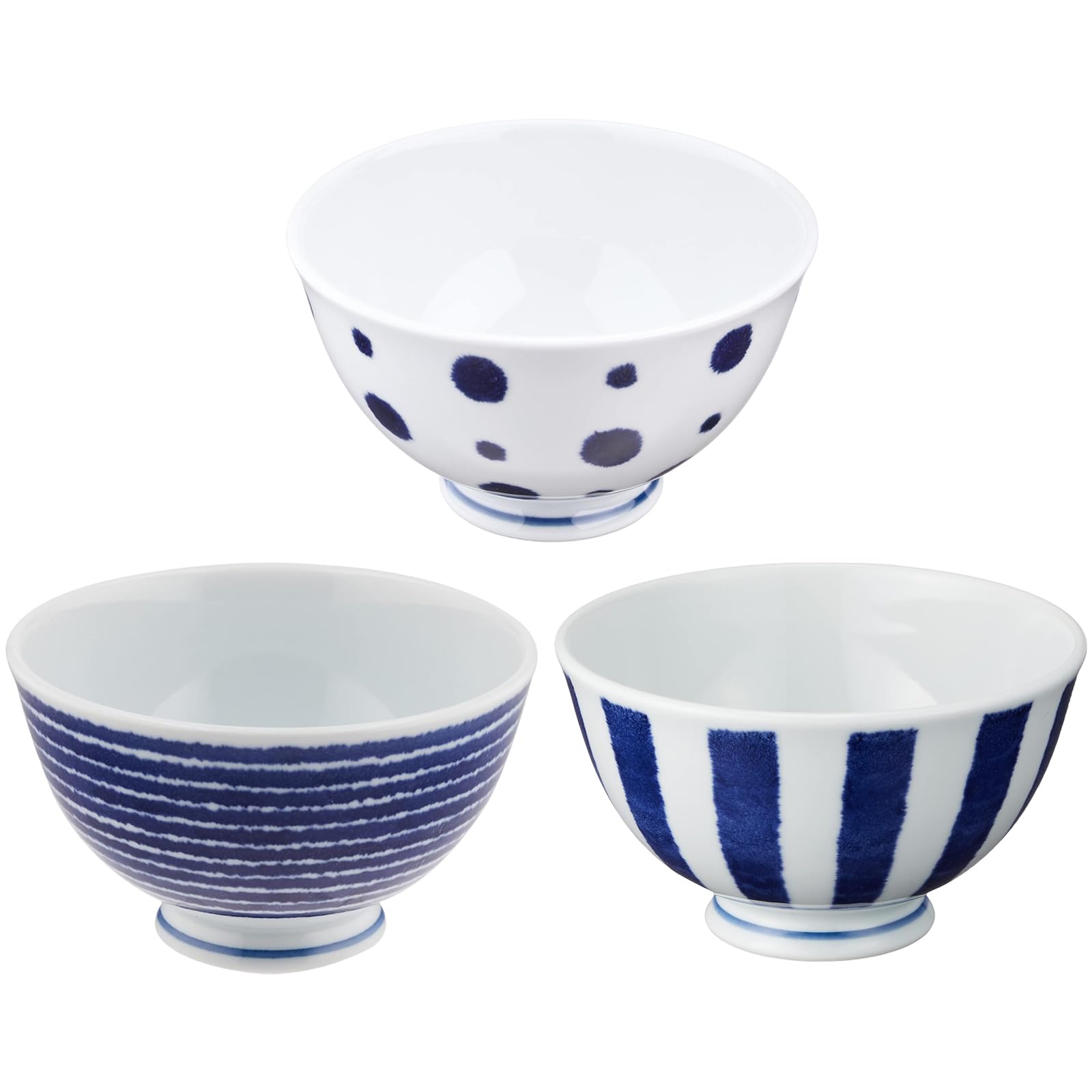 

Hasami Ware Lightweight Rice and Tea Bowl Set of Diameter x 7cm Microwave and Dishwasher Made in Product Number 30201 Indigo Dye 3, Approx. 11.5cm синий