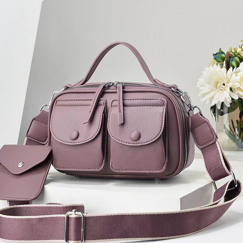 Women's bag bag versatile women's bag shoulder bag messenger bag texture locomotive bag multi-pocket bags portable