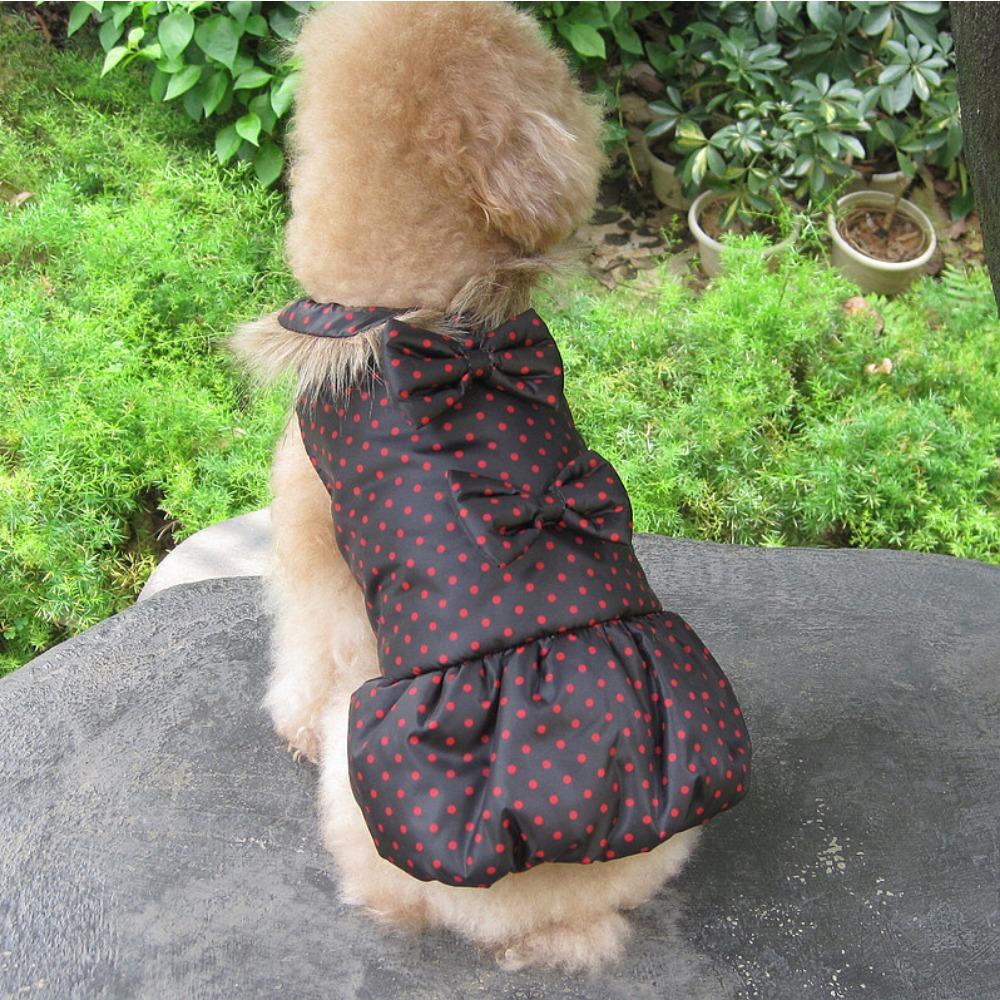 Höst och vinter Teddy Pomeranian valp husdjur vinter katt blommig flygärmar liten hund tvåbent bomullsvadderad klänning