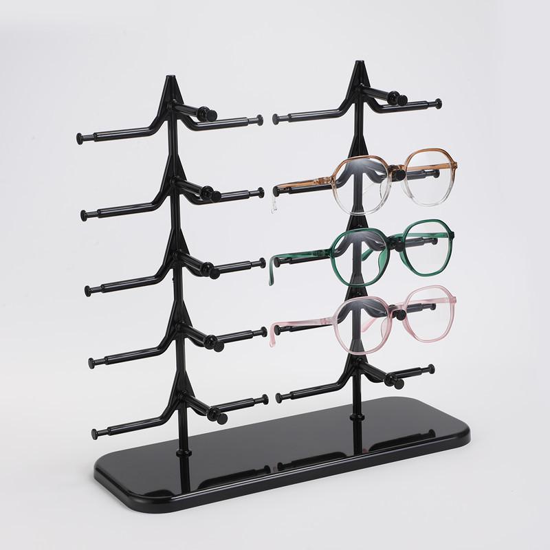 Countertop Eyewear Display Stand: Double Row for 10 Pairs, Single Row for 5 Pairs
