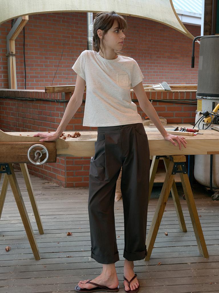 Elssibeui Slub Nep Pocket T-Shirt_Ivory