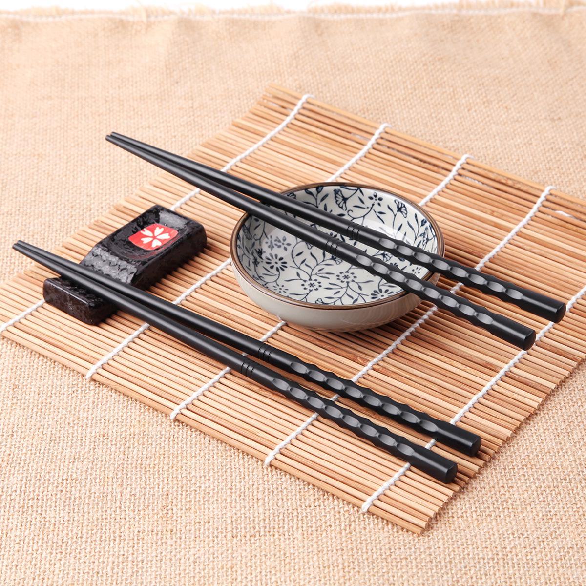 

Палочки для еды из сплава — нескользящие, устойчивые к плесени, термостойкие, в японском и корейском стиле для использования дома/в отеле Japanese style pointed small ripple, 24cm