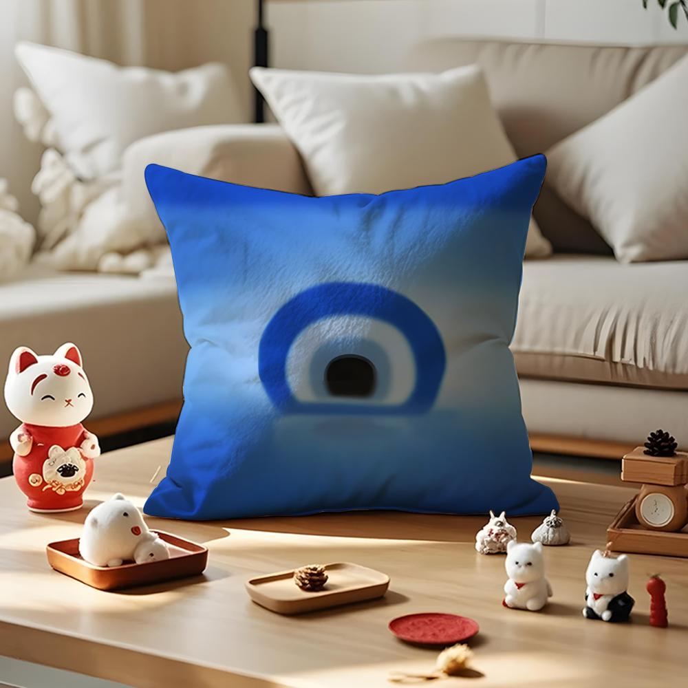 Blue Bauhaus Cushion Cover Silky Short Plush Invisible Zipper Dustproof Sofa Pillow Case for Home Decor