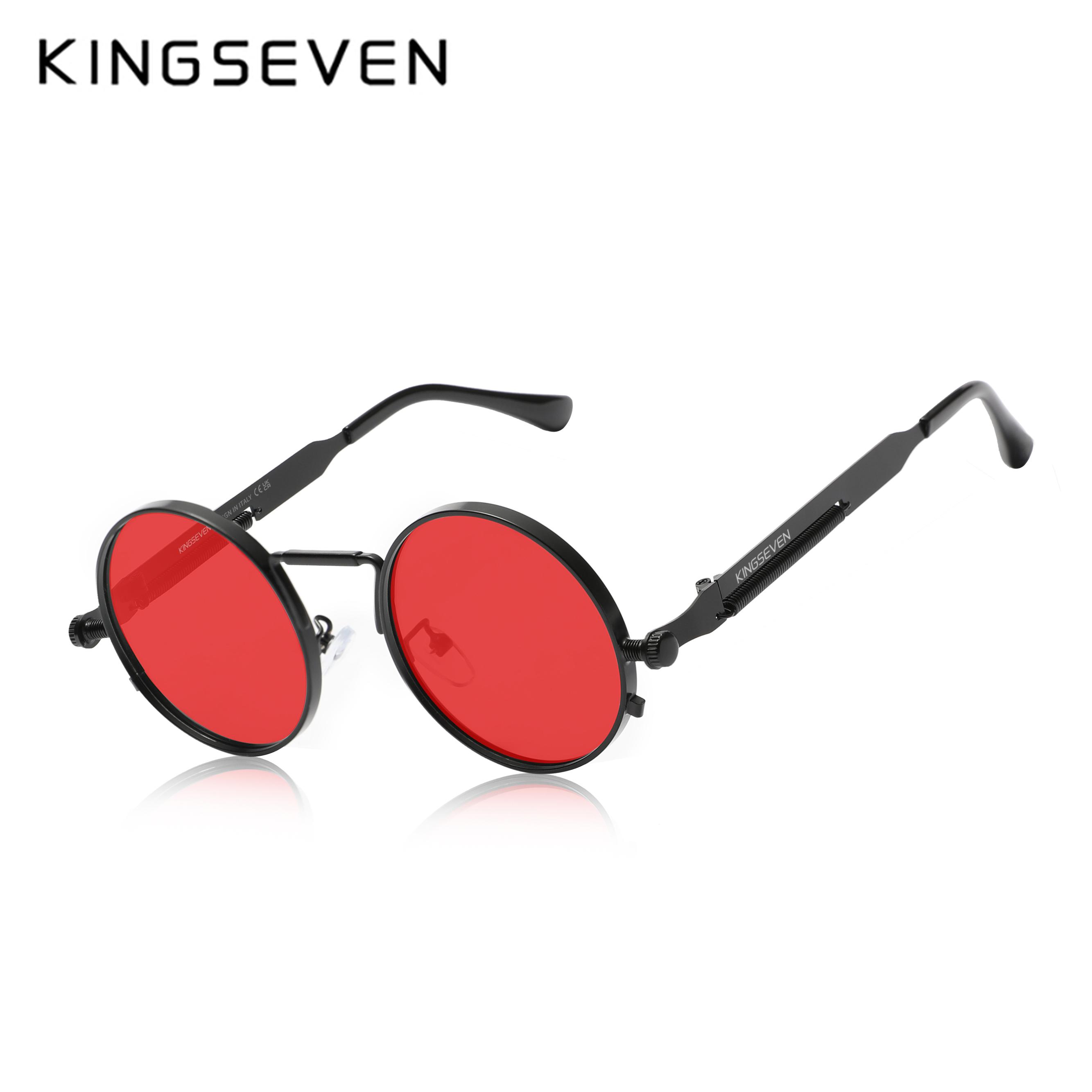 

KINGSEVEN Brand New Retro Sunglasses Gothic Steampunk Polarized Men Women Eyewear Designer Vintage Round Frame Outdoor Glasses Original Kingseven