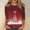 Women's Fashion Casual Christmas Printed Round Neck Long Sleeve Pullover Top