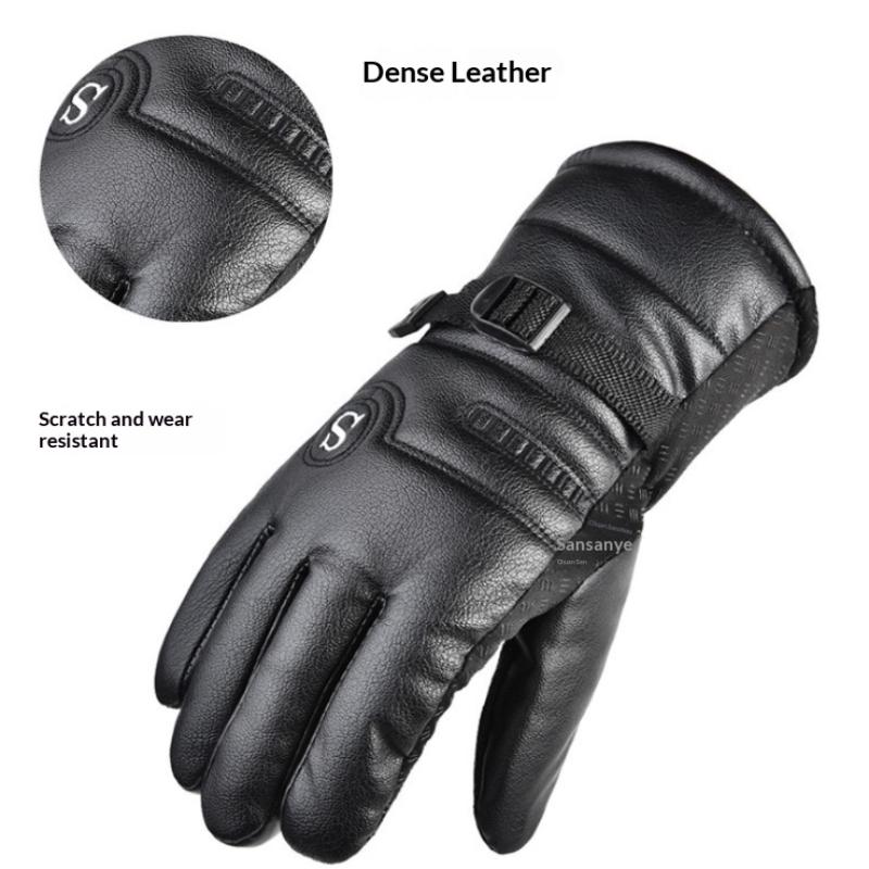 

Winter Leather Gloves Waterproof Resistance Cold Outdoor Sports Warm Motorcycle For Men Gloves 1 Pair