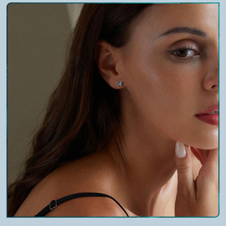 Avle Blue Butterfly Earrings: Versatile S925 Sterling Silver, Platinum-Plated