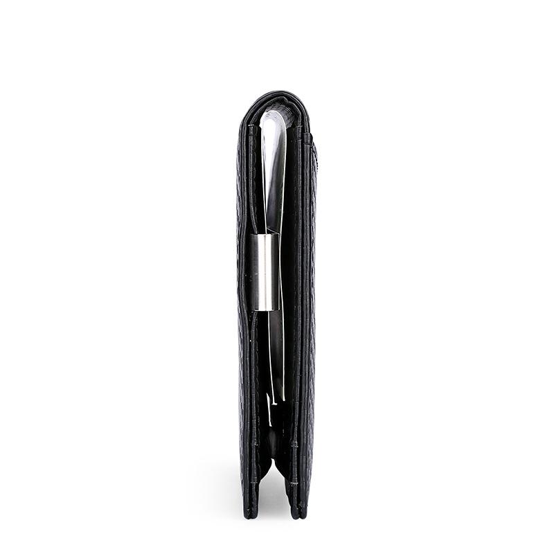 RFID Anti-magnetic Carbon Fiber Pattern Leather Wallet Men's Metal Dollar Wallet Anti-theft Brush Wallet