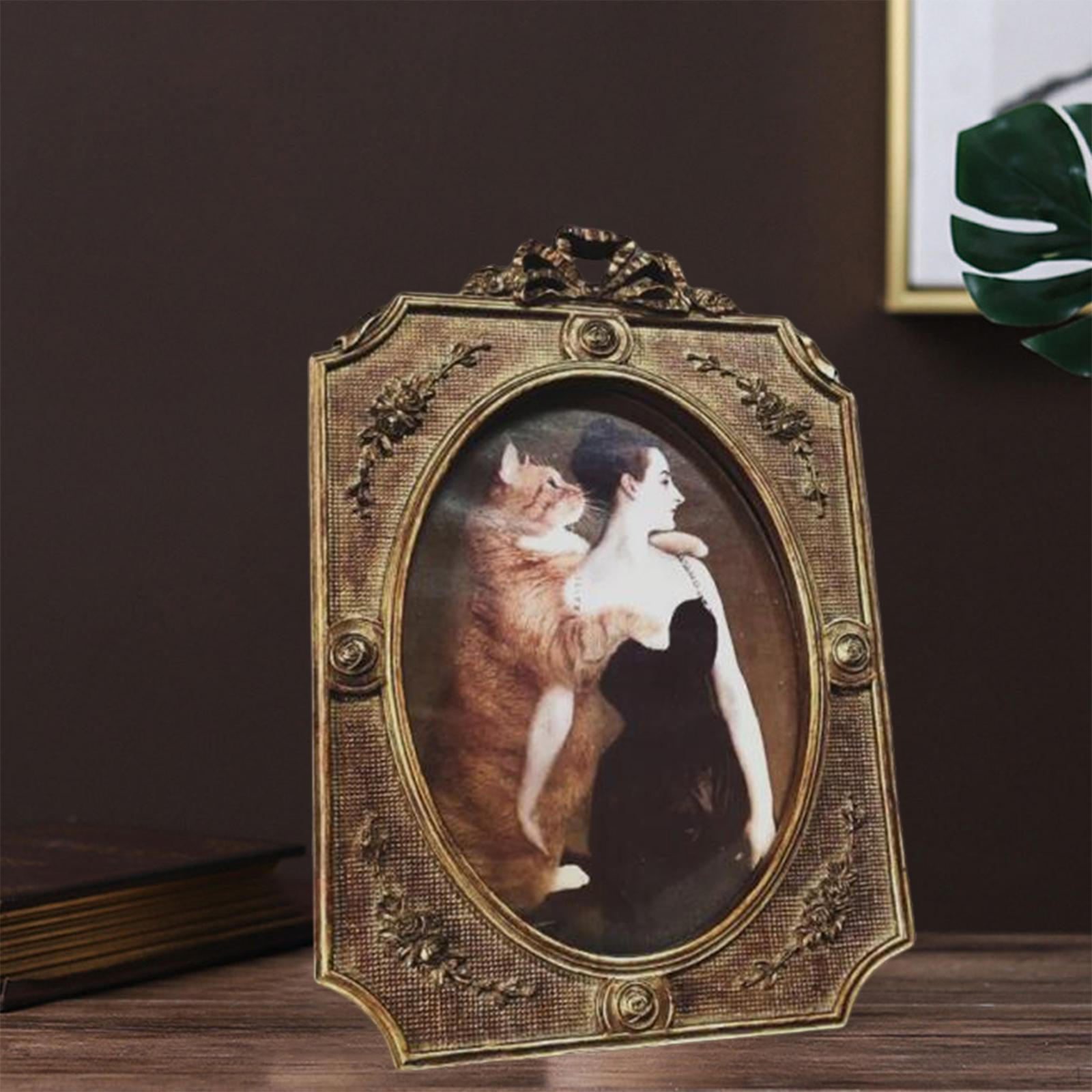 

Carved Rectangle Polyresin Photo Frame Hanging Decor Ornament Retro Style Picture Display Holder for