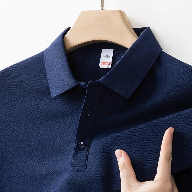 New Men'S Business Casual Long Sleeved Solid Color Polo Shirt Fashionable And Comfortable Summer Versatile Top