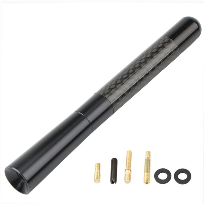 3.5cm/8cm/12cm Universal Car Short Radio Antenna Carbon Fiber Black Car Roof Antenna Radio Aerial FM/AM Metal Receiving Antennas