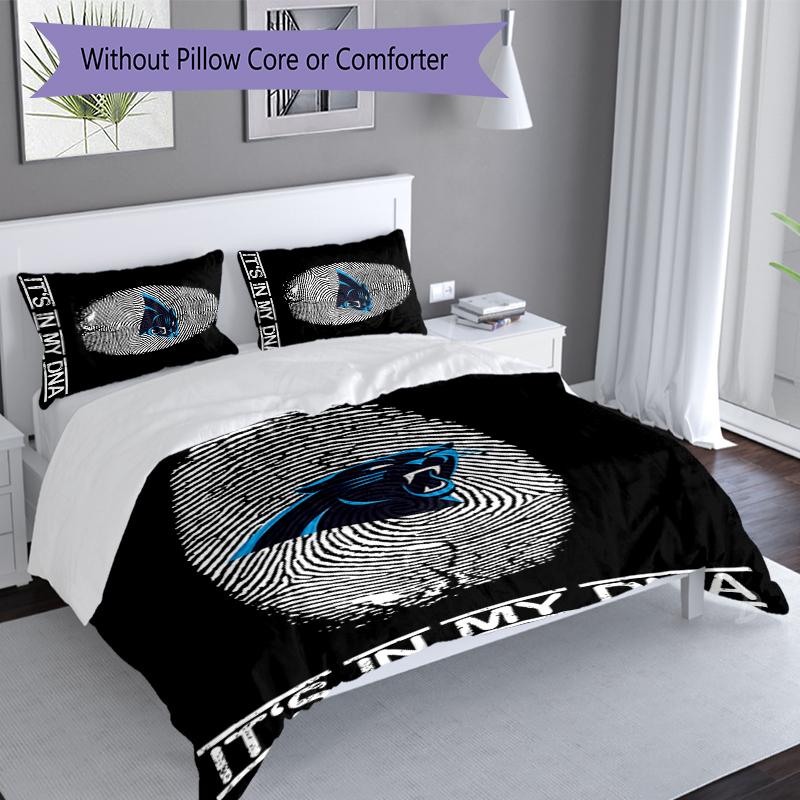3-teiliges Carolina Panthers Bettwäsche-Set, Enthält 1 Bettbezug und 2 Kissenbezüge, Hautfreundlicher & Bequemer Stoff, Geeignete Bettwäsche-Sets