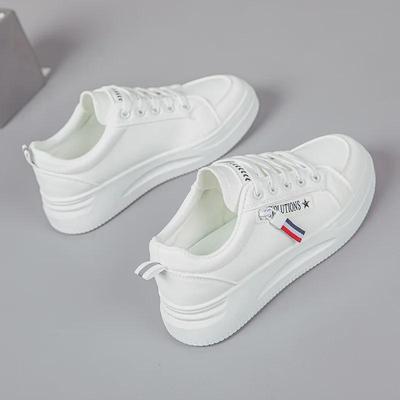 Weiße Leder-Sneakers mit dicker Sohle für Damen – Vielseitige Freizeit-Sportschuhe für den Frühling 2025