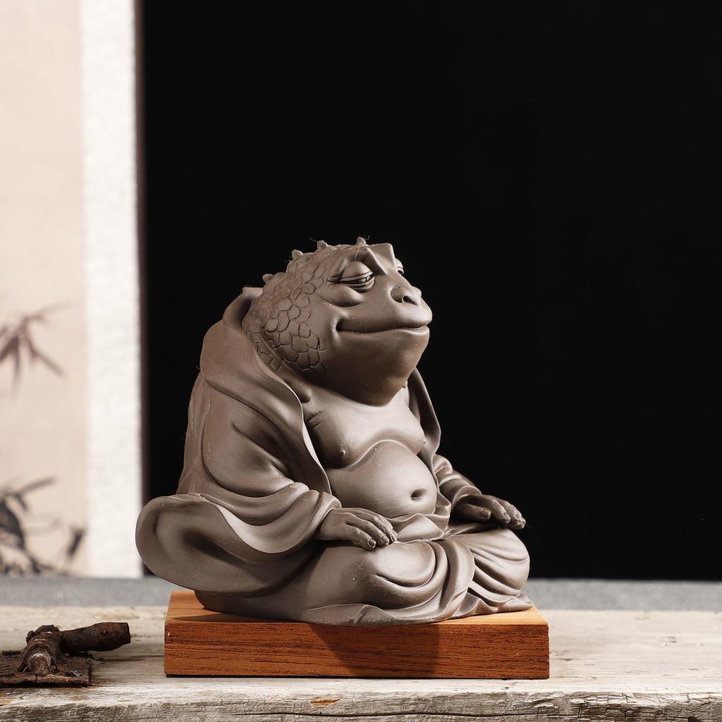 Purple Clay Tea Pet Hand-made Purple Clay Toad Tea Pet Attract Wealth Toad Fairy To Raise Tea Platform Sculpture Zen Decoration