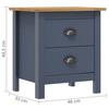 VidaXL Table de chevet Hill Gris 46x35x49,5 cm Bois de pin solide 288905