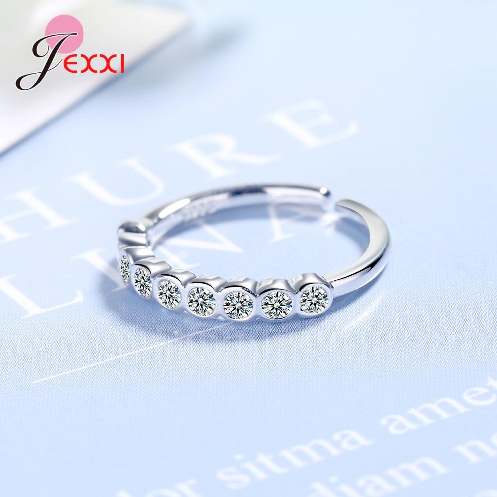 Drop Shipping Beautiful Genuine 925 Sterling Silver Adjustable Rings For Women Shiny AAA Grade Crystal Opening Finger Rings