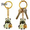 Acessório para Festa de Halloween Chaveiro de Gato Preto Desenho Animado, Chaveiro de Fantasma que Brilha no Escuro Lembrancinha Assustadora, Decorativo para Mochilas Gatinho Esmaltado
