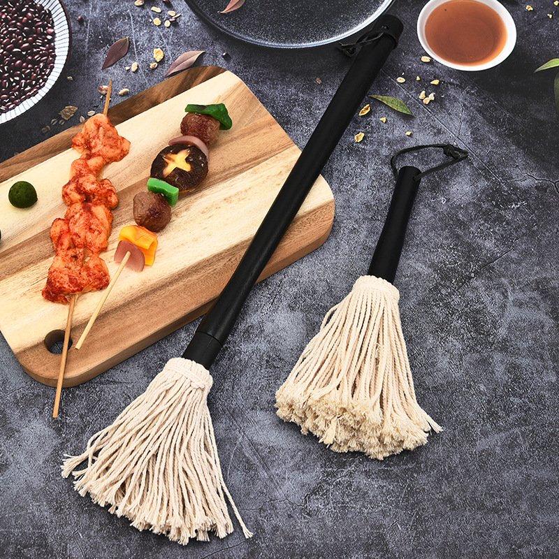 ZISIZ Large BBQ Basting Mop Brush Set with Rubberwood Handle