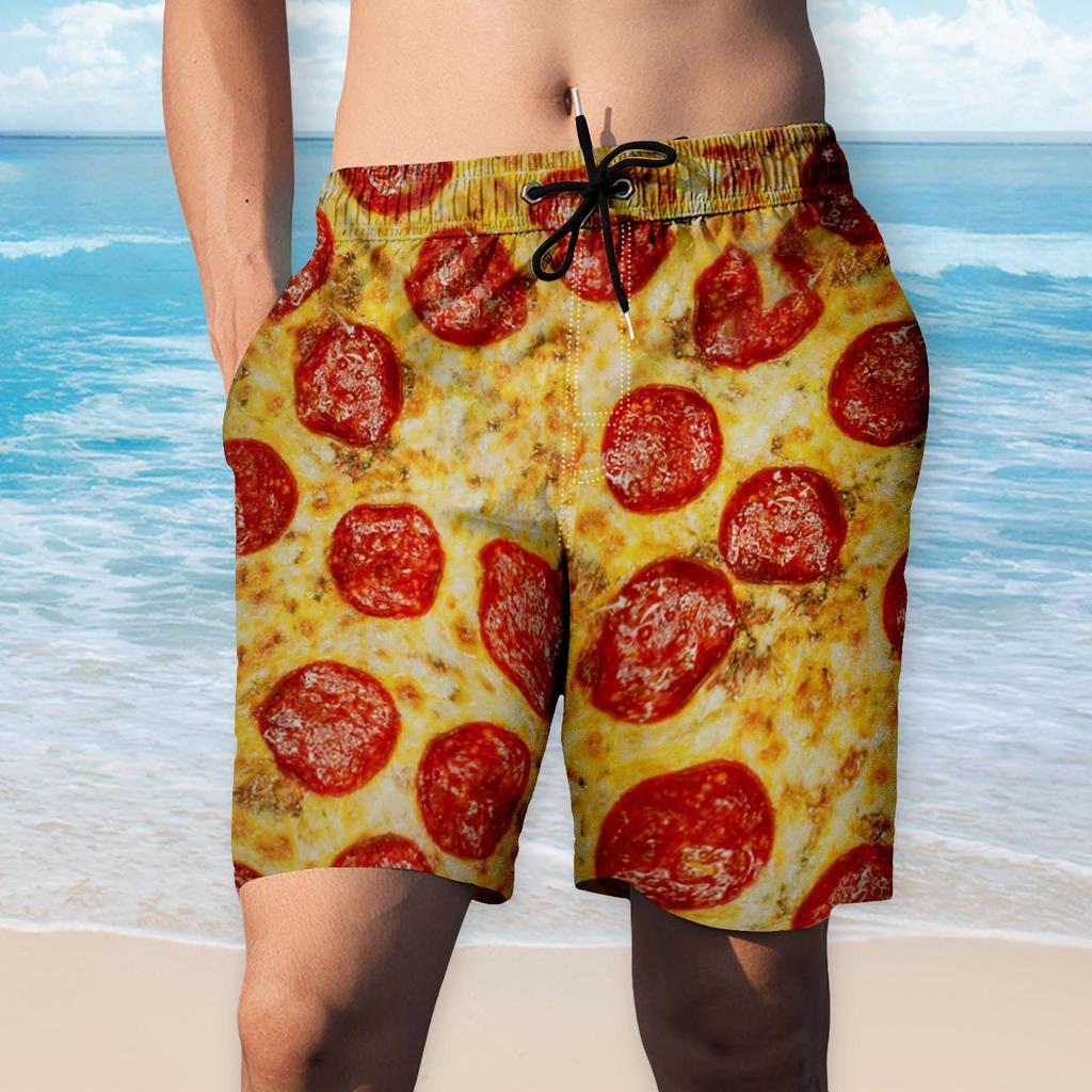 Pánské potravinové realistické 3D potištěné letní šortky Plážové šortky Plážové plavky