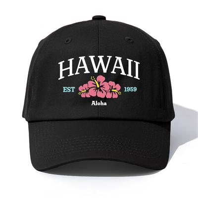 1pc HAWAII Print Baseball Cap for Adults Minimalist Retro Style Casual Soft Adjustable Dad Hat Perfect As Gift