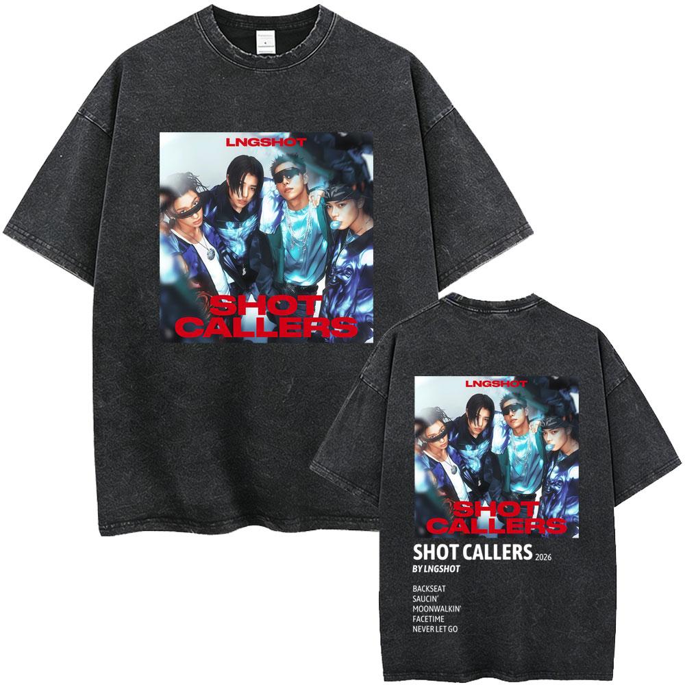 Washed Vintage Lngshot Cartoon Graphic T Shirt SHOT CALLERS Album 2026 Tshirts Men Women Kpop Fashion Trend Tshirt Streetwear