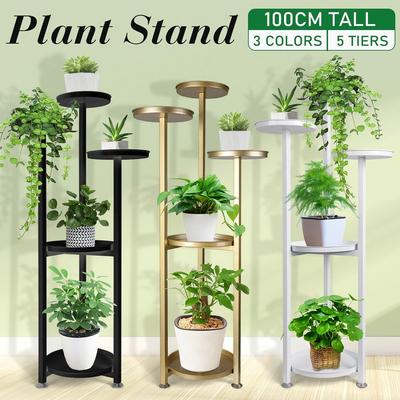 White/Black/Gold 5 Layer Plant Garden Rack Steel Shelf Outdoor Indoor Balcony Ladder Pot Plant Rack Flower Pot Plant Stand